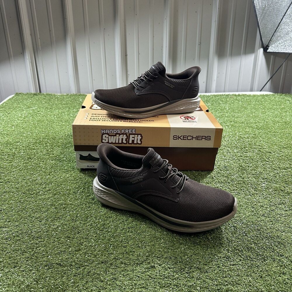 Skechers Hands Free Swift Fit Men's Size 9.5 Brown Shoes 196125 New W/ Box